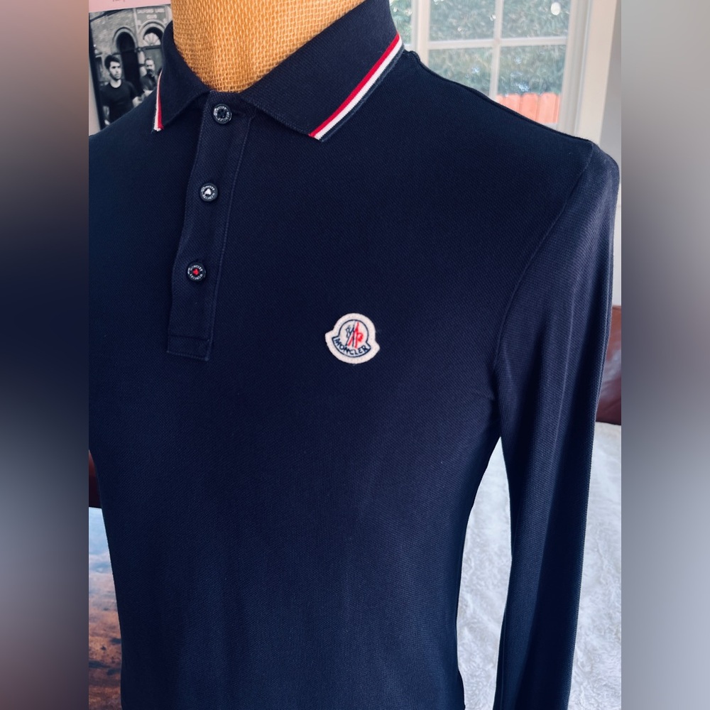 SOLD***Moncler Polo Maglia Polo Manica Lunga Longsleeve Men size Small AUTHENTIC